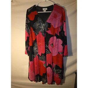 Avenue Studio Womens Plus Size 30W 32W 4X Flowy Floral Midi Dress Easy Fit